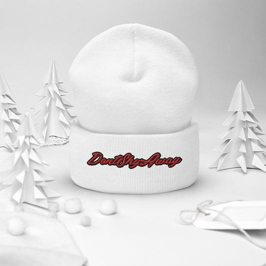 DontShyAway Christmas Beanie Red & Black Lettering